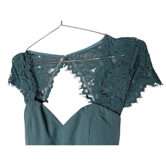 New Lulus Dark Green Lace Backless Maxi Dress SZ L - Picture 8 of 14